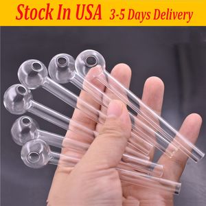 Large Stock In USA Glass Oil Burner Pipe Clear High Quality 4inch Smoking Pipes Transparent Great Glass Tubes Oil Nail Tips Fast Delivery