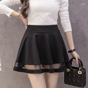 Röcke Frauen Mini Rock Hohe Taille Japan Koreanische Patchwork A-Line Schwarz Hohl Junges Mädchen Tutu Plissee Student Einfache Gothic 2022