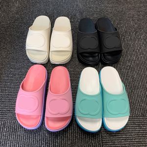 Platform slideshow designer sandals and mutual lock-lock beach slippers rubber slide retro summer old macaron color box size 35-44