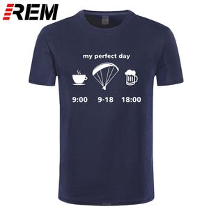 レム私の完璧な日パラグライディングドリンクティービールおかしなプリントTシャツの男性S衣類ブランド綿の短袖Tシャツ220705