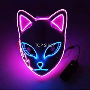 New Demon Slayer Fox Mask Halloween Party Anime giapponese Costume Cosplay Maschere LED Festival Favor Puntelli EE