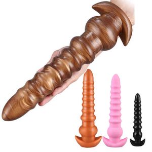 Nxy anal oyuncaklar büyük fiş silikon yumuşak popo yetişkin seks kadınlar için eşcinsel prostat masaj dildos iplik altın kahverengi 220506