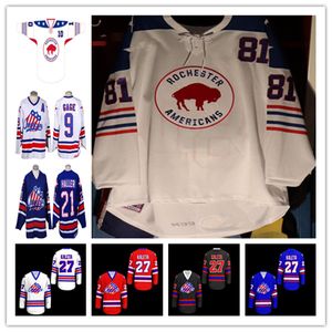 Benutzerdefinierte Rochester Americans Hockey Jersey John Peterka Jack Quinn Michael Mersch Arttu Ruotsalainen Ethan Prow Brandon Biro Sean Malone Linus Weissbach Murray