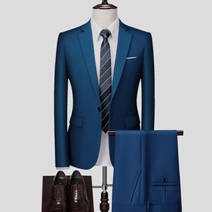 メンズスーツ2ピースセットブレザーパンツクラシックビジネス紳士フォーマルグルームウェディングドレスプラスサイズ高品質のスーツ6xl 220812
