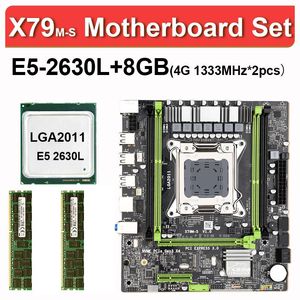 Motherboards SHA X79 M-S Motherboard LGA2011 E5 2630L CPU 2pcs X 4GB 8GB DDR3 1333Mhz 10600 ECC REG Memory Set M-ATX Combos M.2 SSDMotherboa