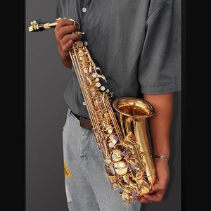 Gold Ed Professional Alto Saxophone Brass Brass с золотом европейского электрофореза Gold Process Flat-E Tune Sax Jazz Instrument