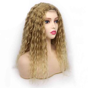 Lace Wigs Vaajee Long Deep Wave Curly Wig Synthetisch haar voor vrouwen ombre blond inch cosplay Bob golvende hittebestendig