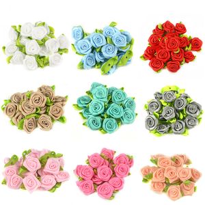 50st/parti 2 cm konstgjorda siden mini rosblommor gör satinband handgjorda diy hantverk scrapbooking för bröllopsdekoration