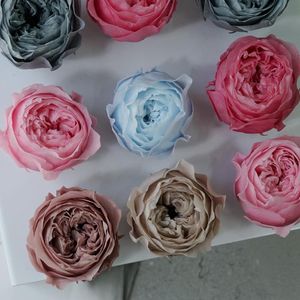 Dekoratif Çiçek Çelenkleri 8-10 PCS Bahçe Sonsuza Kadar Güller Austin Rose 4cm Tek Bir Seviye Korunmuş Taze Çiçek Diy Malzeme Paketi Valenti