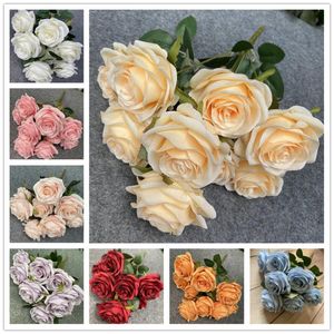 Decorative Flowers & Wreaths Artificial Roses Flower Bouquets Wedding Garden Decoration Living Room Home Decor Po Pography Props Pink Fake F