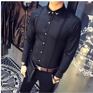 Fashion Designer Men Shirt Casual Spring Tuxedo Shirt Mens Breathable Elastic Slim Fit Long Sleeve Night Club Dress Shirts