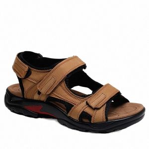 roxdia New Fashion Breathable Sandals Men Sandal Genuine Leather Summer Beach Shoes Men Slippers Causal Shoe Plus Size 39 48 RXM006 g0dR# Enflame Orange