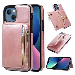 Zipper Card Slot Leather Phone Case Cases FOR IPHONE 13 12 11 PRO MAX MINI XR XS 7 8 Plus card slots wallet case