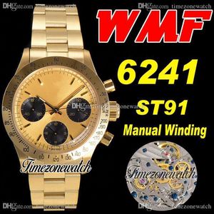 WWF Paul Newman 6241 ST91 Manual Winding Chronograph Mens Watch 1967 Rare Vintage 18K Gold Champagne Dial OysterSteel Bracelet Timezonewatch Super Edition C3