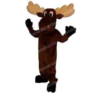 Halloween Brown Moose Mascot Costume Högkvalitativ tecknad anime Temakaraktär Vuxna Storlek Jul Carnival Cartoon Dress Outfits