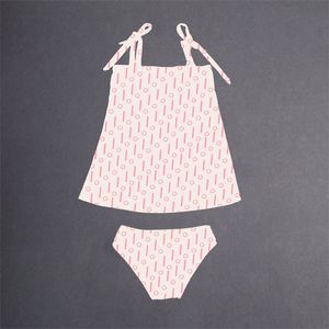 Kids Girls One-Piece Swimwear Child Bikini Summer Women Bikinis Sleeveless Tie Swimsuit Split Fashion Letter Printed Beach Wear 17 Styles