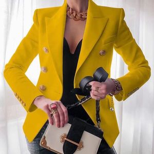 B280 여성 정장 블레이저 조수 브랜드 고품질 레트로 패션 디자이너 클래식 슈트 재킷 라이온 더블 브레스트 슬림 플러스 사이즈