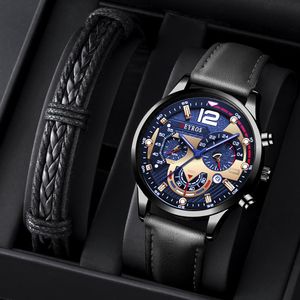 Модные мужские спортивные часы роскошные кожаные браслеты кварцевые календарь часы для мужчин деловые повседневные светящие часы Reloj hombre