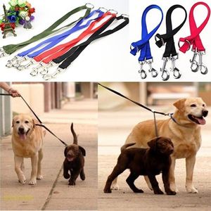 Dog Collars & Leashes Nylon Double Lead Leash Pet Traction Rope Outdoor Walking