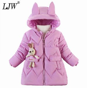 New 2022 Girls Big Fur Collar Western Style Waist Padded Jacket Warm Thick Jacket Children Clothing 0-6 Year Old Baby J220718