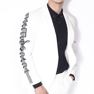 Stickerei Weiß Mans Anzug Einzigen Westlichen Männer Blazer Homme Bühne Stagewear Mann Anzug Kleid Masculino Anzug Jacke Terno Masculino 201104