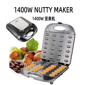 1400 W Mini Electric Walnut Caker Maker Podwójne ogrzewanie herbatniki pieczeniowe piekarnik Automatyczna szyjka Waflowa Maszyna śniadaniowa