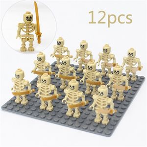 Ninja Skeleton Medieval Castle Knight Warriors Skeletons Blocy Blocs Strong Orcs Figures Collection Toys for Kids Gifts 220726