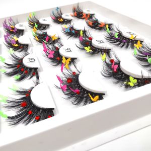 Shiny Colorful Fluffy Eyelashes 46 Styles Color False Eyelashes Butterfly Decoration Embellishment Stage Makeup Factory Wholesale