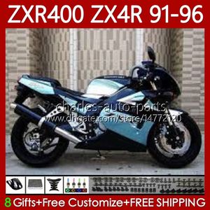 Body Kit For KAWASAKI NINJA ZXR 400 CC ZX-4R ZXR400 91 92 93 94 95 96 Cowling 138No.3 ZX4R 400CC Black cyan ZX 4R ZXR-400 1991 1992 1993 1994 1995 1996 ABS Full Fairings