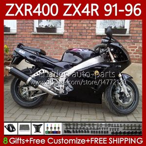 Carrozzeria ABS per KAWASAKI NINJA ZXR 400 CC 400CC 1991 1992 1993 1994 1995 1996 Carenatura 138No.62 ZX4R ZXR-400 Carrozzeria ZX 4R ZXR400 91 92 93 94 95 96 Kit carenatura Nero lucido