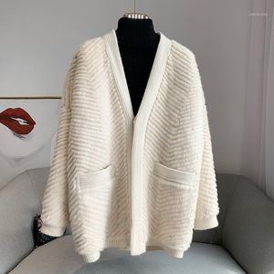 Futra kobiet sztuczny wyjątkowy temperament Qiu Dong Han Edition V-Neck Commuter Splating Mink Long Show Thin White Factory Bezpośrednia sprzedaż