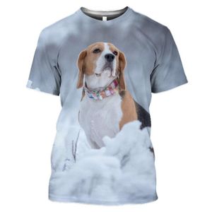 Erkek Tişörtler Hayvan Köpek Beagle 3D Baskı Gündelik Hip Hop Kısa Kollu Komik O Boyun Tees Üstler Erkek Kadın T Shirtçen