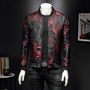 봄 페이즐리 인쇄 자켓 고품질 남성 복고풍 폭격기 재킷 코트 패션 수 놓은 자카드 남자 슬림 꽃 재킷 220409