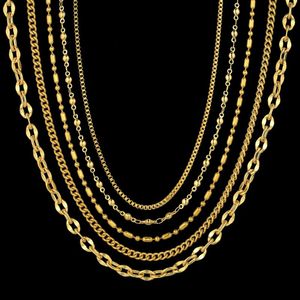 Chains 5 Types Of Womens Golden Chain Necklace For Women/Men Trendy Gold Color Stainless Steel Link Pendant Jewelry