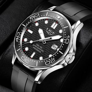 Men Watches Silicone Strap Sport Waterproof Quartz Wrist Watch For Mens Fashion Rotating Bezel Date