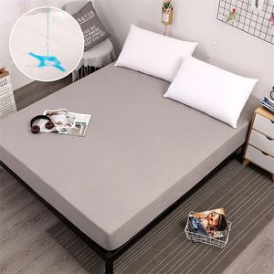Waterproof Fitted Sheet Queen KingMattress Protector Breathable Washable Mattress Pad Cover For Bed Dust-proof Gray 220514