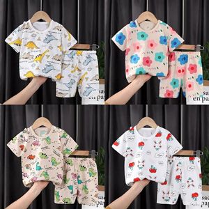 Clothing Sets Baby's Outfits Full Body Print Children Short Sleeves T-shirt Summer Pyjamas Set Cotton Kids Cute Girls Boys 2 Pc Clothing