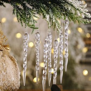 13 cm Clear Glass Icicle Ornament av 510 stycken Jul Xmas Tree Ice Decoration Winter Birthday Party Supplies Y201020