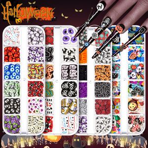 Halween Day Nail Art Decoration Scheletro Ghost Skeleton Mummy Polymer Fette di argilla paillettes HASSAGGIO BEAZIA BEAZIA Ceramica morbida Accessori per tutti i santi