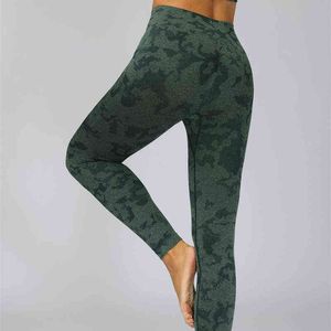 Nowe seksowne kamuflaż płynne legginsy jogi Kobiet Gym Push Up Tiger Print Fitness Spodnie Outdoor Sport Ciasne odzież J220706