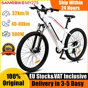 EU STOCK Samebike MY275 Electric Bicycle 48V 10.4AH Lithium Battery Ebike 500W 27.5 Inch Big Tire Mountain Electric Bikes