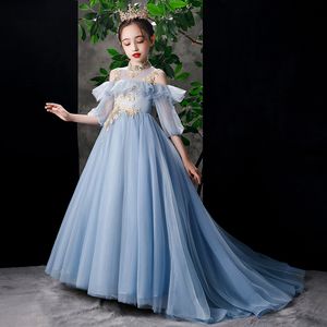 2022 Vintage Blume Mädchen Kleider für Hochzeiten Spitze Rustikale Champagner Farbe Spaghetti Riemen Flauschige Tüll Ball Kleid Abend Party Ballkleid Blume Mädchen Kleider