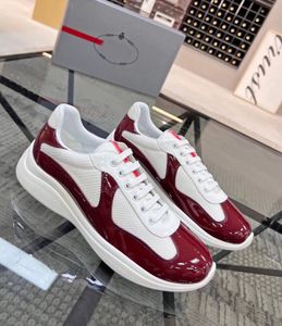 Top Luxury - Homens Americas Cup Malha Tênis Sapatos Respiráveis Esportes Ao Ar Livre Linea Rossa Runner Sola Tecidos Técnicos Leve Trainer Shoebox