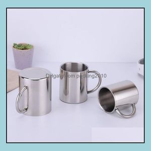 Tazze Bicchieri Cucina Sala da pranzo Bar Casa Giardino Tazza per bambini Bicchiere da caffè 400 ml 300 ml Acciaio inossidabile 18/8 Birra Cam Tazza da tè 2 Wal Dhyhf