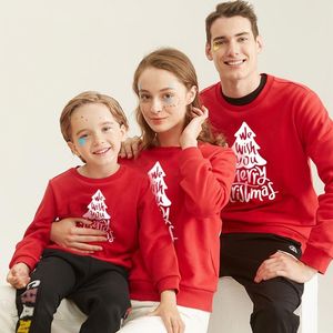 Camisetas masculinas mamãe pai filha filho roupas de família suéter árvore de natal