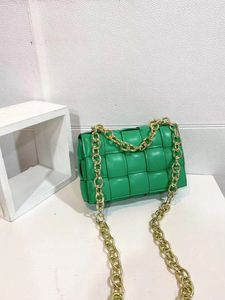 Com caixa designer saco crossbody quadrado verde ombro tote bolsas mulheres mão-malha cbag almofada de corrente de luxo pu couro senhoras tecer bolsas bolsa moda matte flap