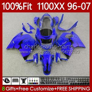 Injektionsformkropp för Honda Blackbird CBR1100 CBR 1100 XX CC 1100XX BLUEFLAMES 96-07 114NO.26 CBR1100XX 1996 1997 1998 1999 2000 2001 1100CC 02 03 04 05 06 07 FAIRING