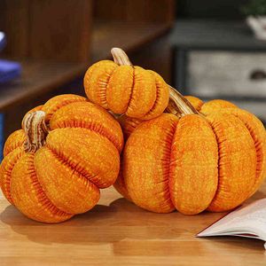 Simulated Pumpkin Cuddle Orange Stuffed Soft Vegetable Halloween Day Family Decor Cm J220704