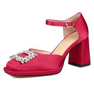 Mulheres 2022 Nova Sandálias de Verão Moda Rhinestone Fino Salto Alto Salto Pointed Toe Preto Vermelho Rosa Vestido De Festa de Casamento Sandálias