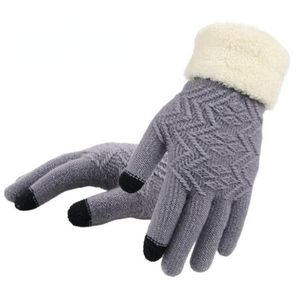 Fünf Finger Handschuhe Winter warmes gestrickte Frauen Mode Strickfäbste weibliche dicke Plüschhandschuhhandschuhgroßhandel 2022